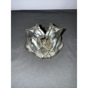 Pewter Elephant Salt & Pepper Shakers w/Base Tray Lenox Kirk Stieff Collection